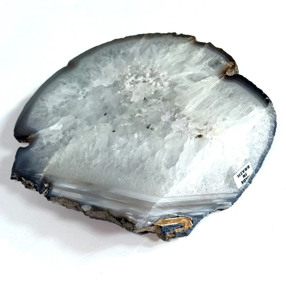 Polished Brazilian Agate Free Standing 1.11 lb Crystal Specimen White Grey 4.75